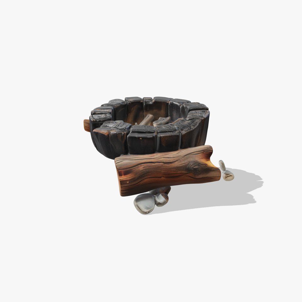 Campfire Setup Model Pack with Realistic Logs and Stones